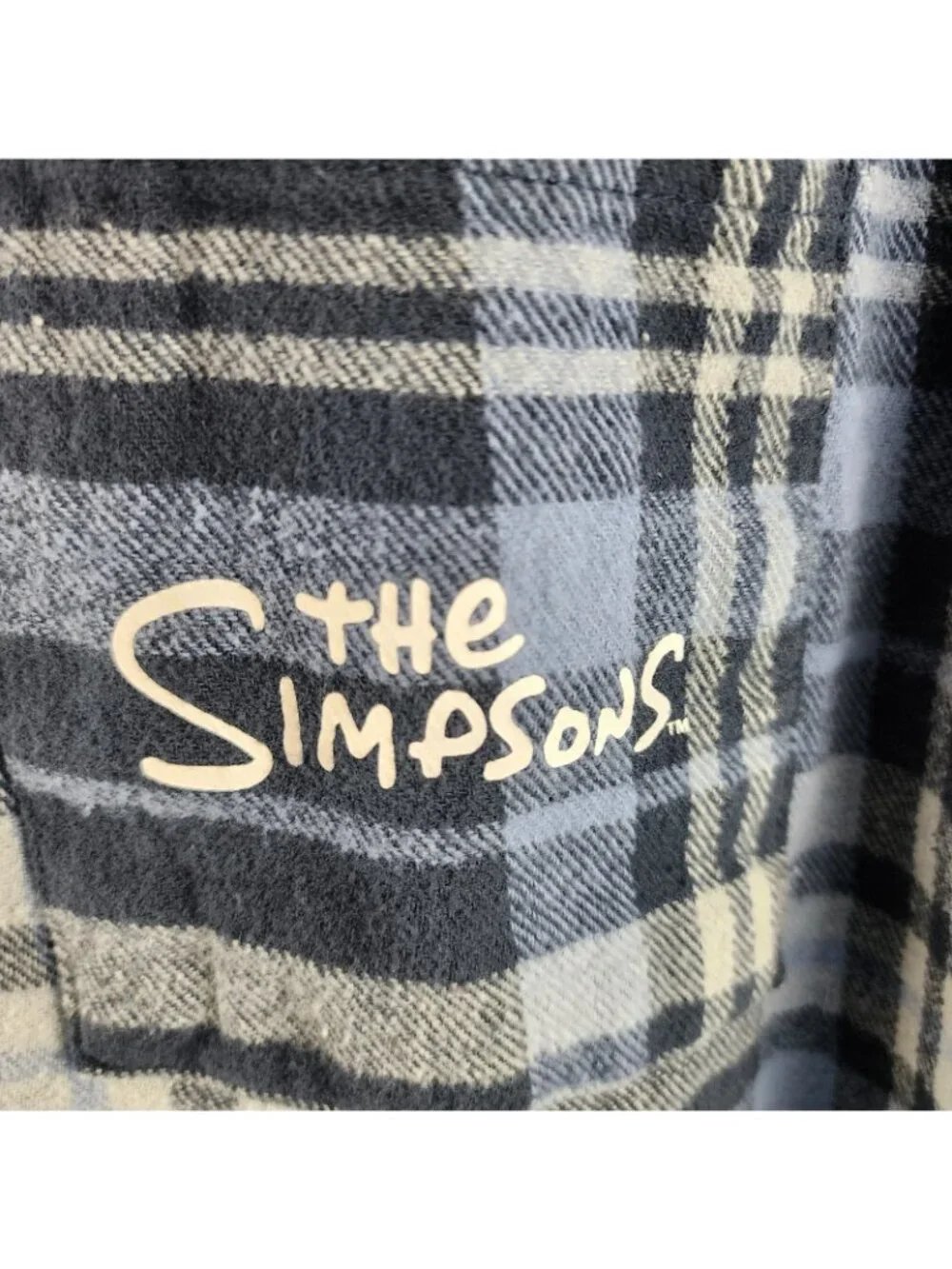 The Simpsons Hoodie Mens XL Blue Multi Skeleton Back Graphic Flannel Button Up